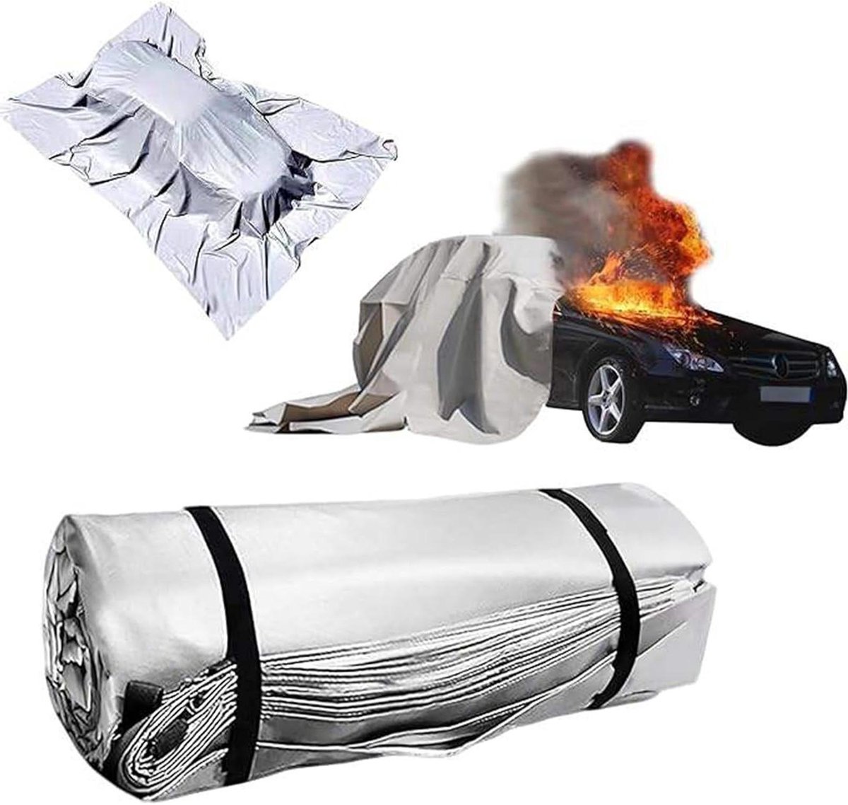 Autobranddeken - Brandwerend doek - Noodsituaties blussen - Hittebestendig tot 850°C - 3x4 meter - Grijs