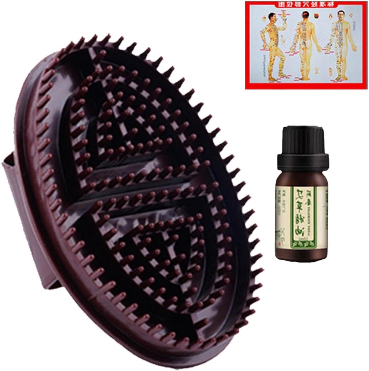 Meridian Borstel - Massage Tool - Spierontspanning Bevorderen - Ergonomisch Ontwerp - 16 x 10 x 9 cm - Wit