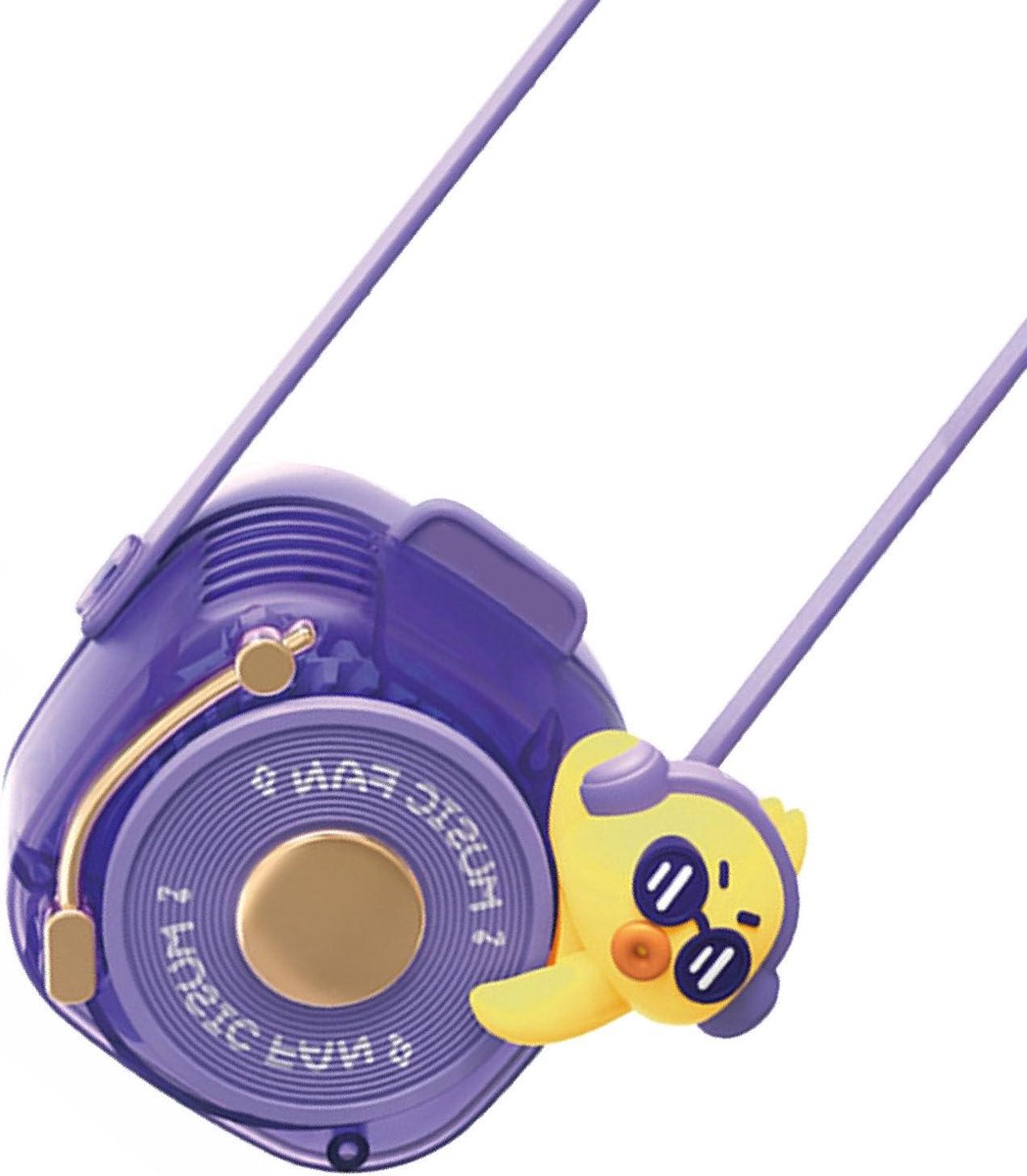 Nekhangende Ventilator - Draagbare Koeler - Buitenactiviteiten - Bladloos Cartoonontwerp - 11D x 9B x 7H cm - Zwart