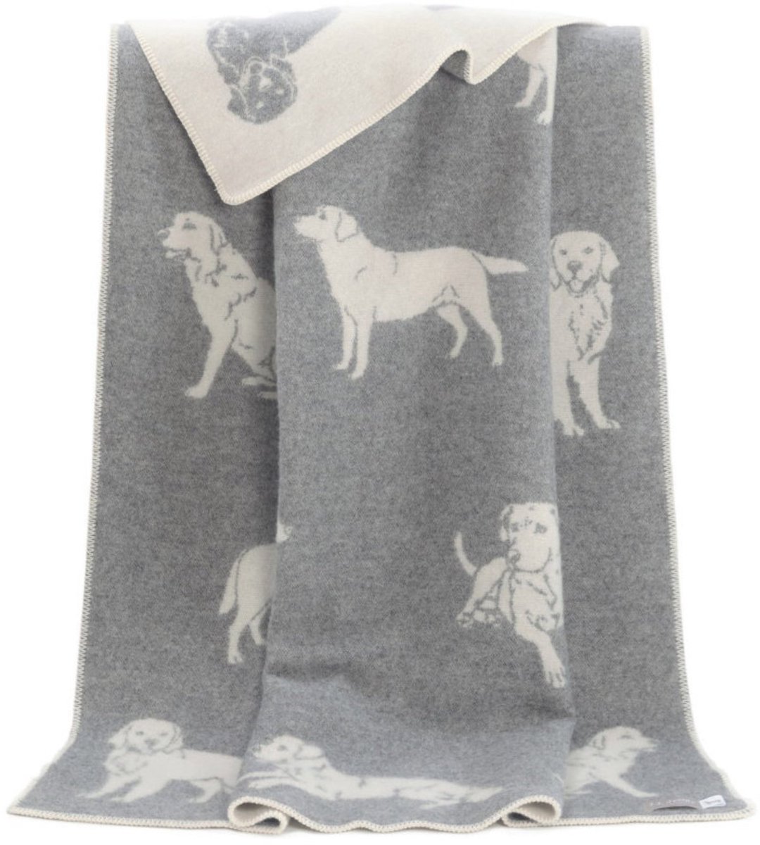 JJ Textile Wollen Deken - DOG (Grijs) 130x180cm - Made in UK