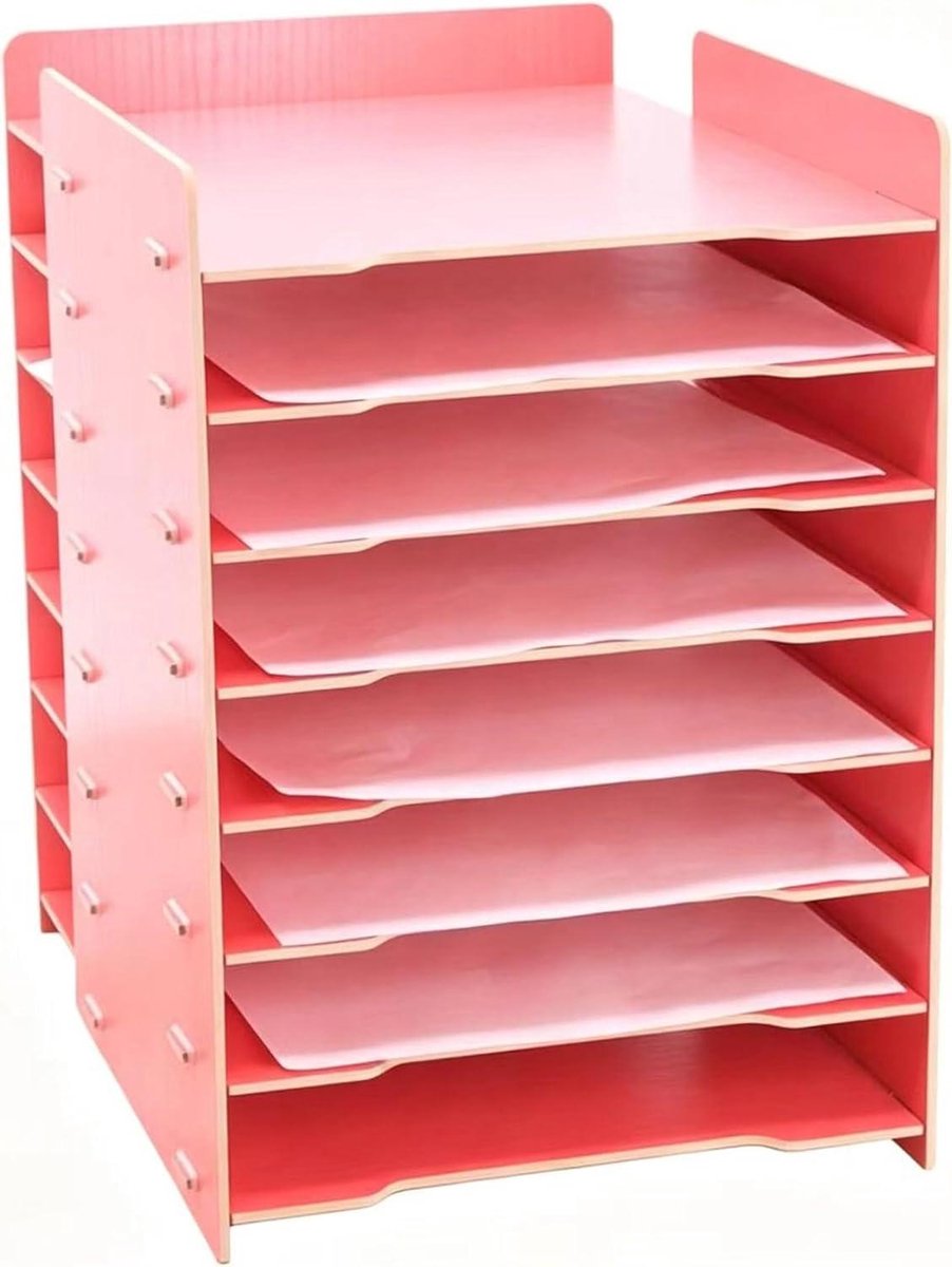 Documentenrek Verticaal - Papier Organizer - Bureau Opruimen - 7 Vakken - A3 Formaat - Wit