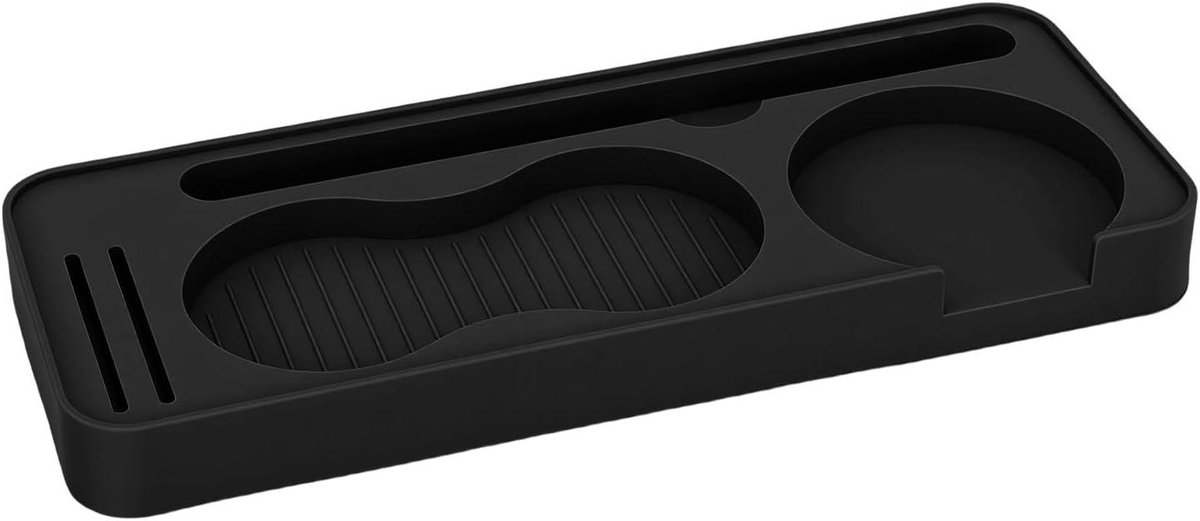 Koffie Tamper Mat - Stopstation Koffie - Barista Werkplek - Multi-slot Ontwerp - 24 x 9.4 cm - Zwart