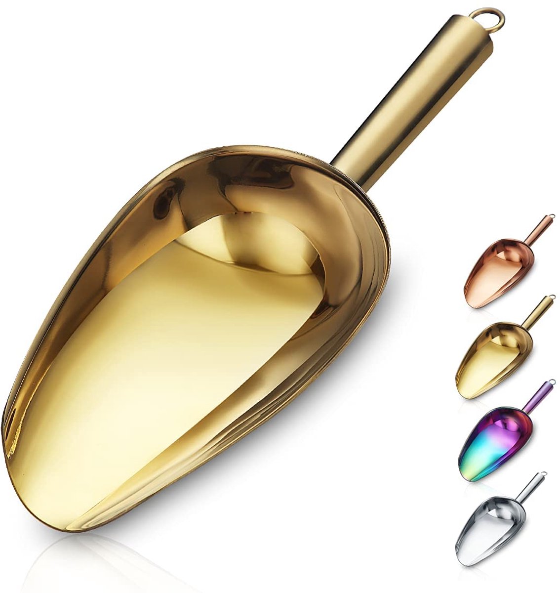 carmdering - Titanium Goud Schep - Luxe Ijsschep - Roestvrij Stalen Schep - Handgepolijste Spiegelafwerking - Ergonomisch Ontwerp - Premium RVS 304 - Loodvrije Constructie - Vaatwasserbestendig Gemak - 1 Stuk