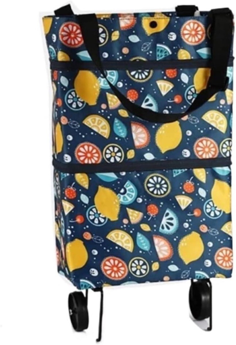 Boodschappentrolley - Winkelwagen Opvouwbaar - Boodschappen Doen - Stille PU-wielen - 20L - Geel