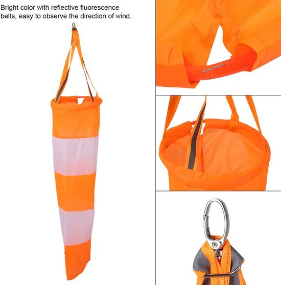 Windzak Nylon - Windmeter Tas - Windrichting Meten - Rip-stop Materiaal - 1 meter - Rood Wit — afbeelding 3