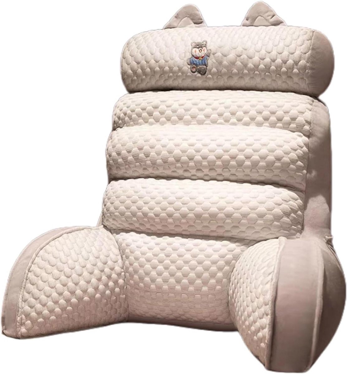 Leeskussen - Rugkussen Bed - Ontspannen Lezen - Ergonomisch Ontwerp - 50 x 50 x 15cm - Grijs
