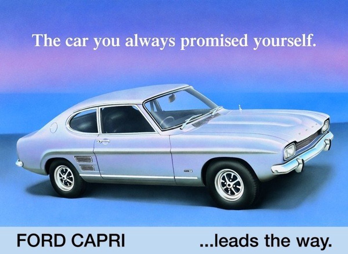 Magneet Ford Capri 6x8 cm – Vintage Koelkastmagneet – Klassieke Europese Sportwagen – Retro Auto Decoratie – Koelkast Whiteboard Magneet – Cadeau Autoliefhebber – Ford Fan – Verzamelaar Klassieke Auto's