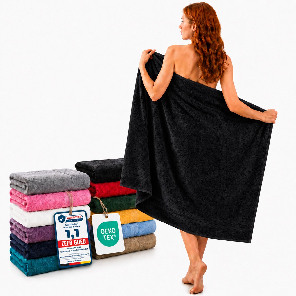 Komfortec Set van 2 Handdoeken 80x200 cm - 100% Katoen - XXL Saunahanddoeken - Badlaken - 