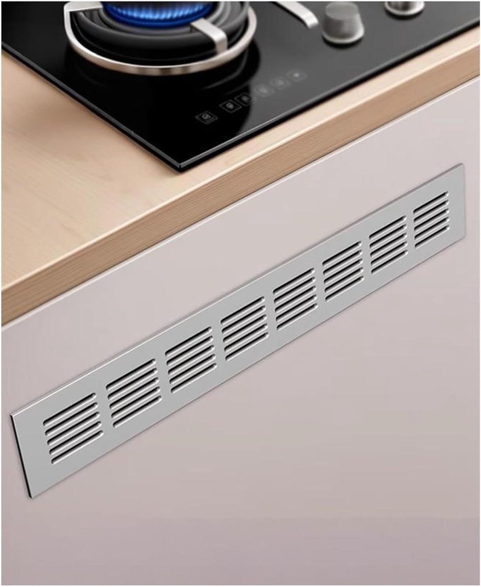 Ventilatierooster Aluminium - Luchtrooster Muur - Luchtstroom Verbeteren - Verdikte Duurzame Legering - 100x450mm - Zilverkleurig