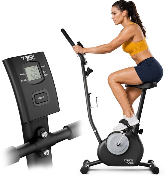 Trex Sport TX-250BB Jolt – Hometrainer Fiets – Fitness Fiets – Mechanisch – LCD-scherm voor Calorieën – Met Bidonhouder – Verstelbare Weerstand – Verstelbaar Zadel – Thuisgym – Max. 100 kg – Zwart