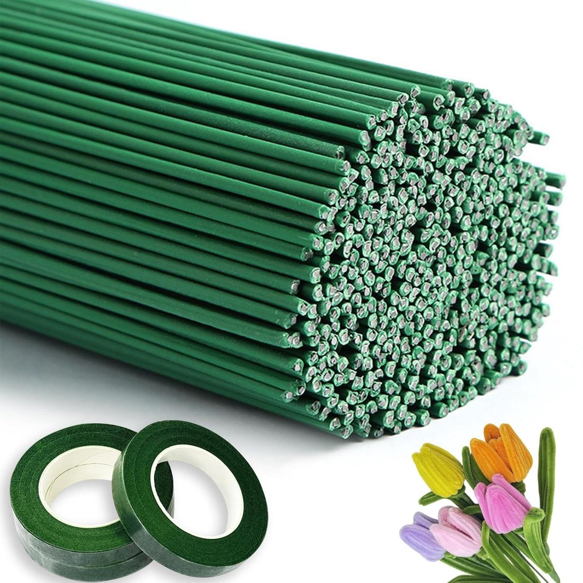 Bloemendraad Set - Bloemist Draad - Bloemen Schikken - Antislip Coating - 250 Stuks - Groen