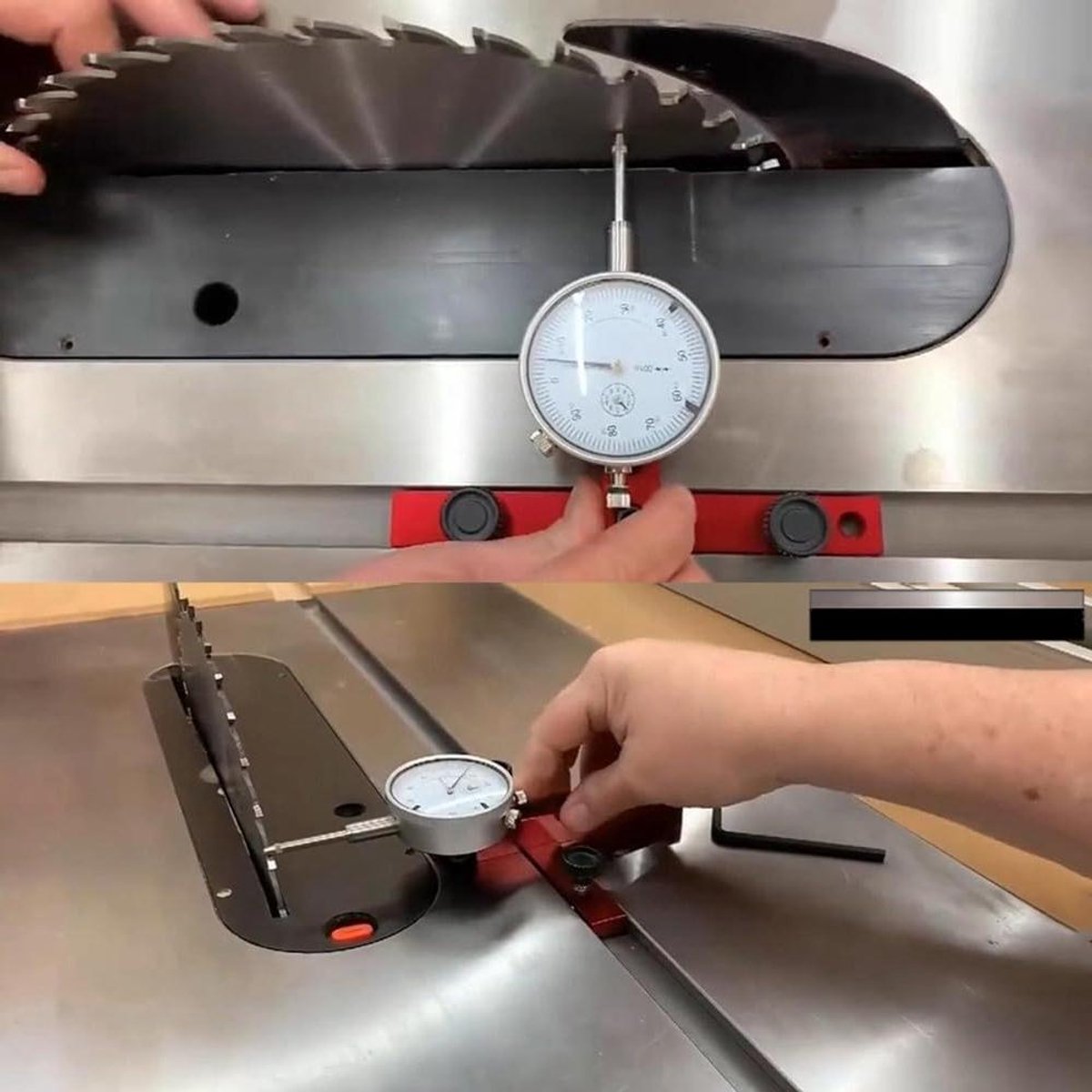 Tafelzaag Kalibrator - Meetinstrument Houtbewerking - Nauwkeurig Uitlijnen - Aluminiumlegering Constructie - Kort Model - Rood