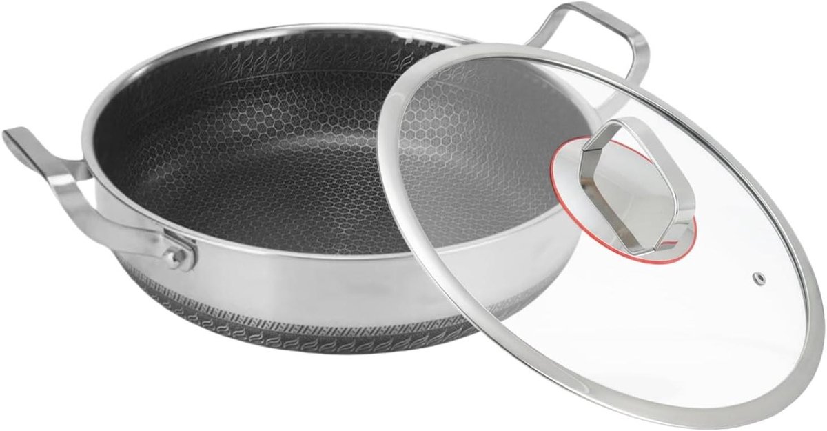 Sauteerpan Dubbele Handgreep - Koekenpan Braadpan - Veelzijdig Koken - Roestvrij Staal - 26 28 30 cm - Zilver