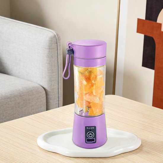 Draagbare Blender - Fruit Shaker Elektrisch - Onderweg Smoothies Maken - Lichtgewicht USB Oplaadbaar - 23 cm Hoog - Paars — afbeelding 2