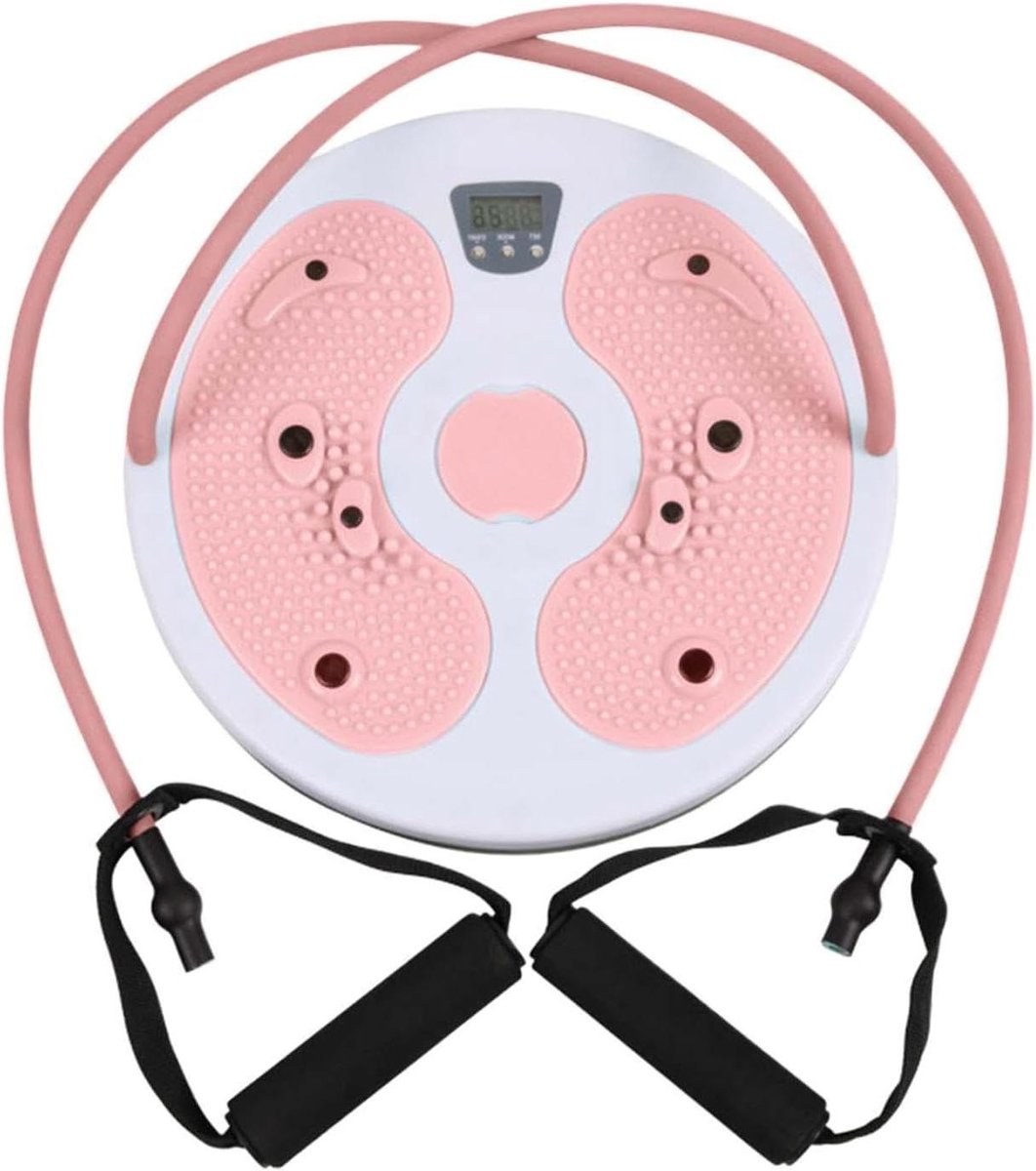 Heupschijf met Weerstandsbanden - Twistboard Buiktrainer - Core Training - Met Calorieënteller - 28 cm - Wit