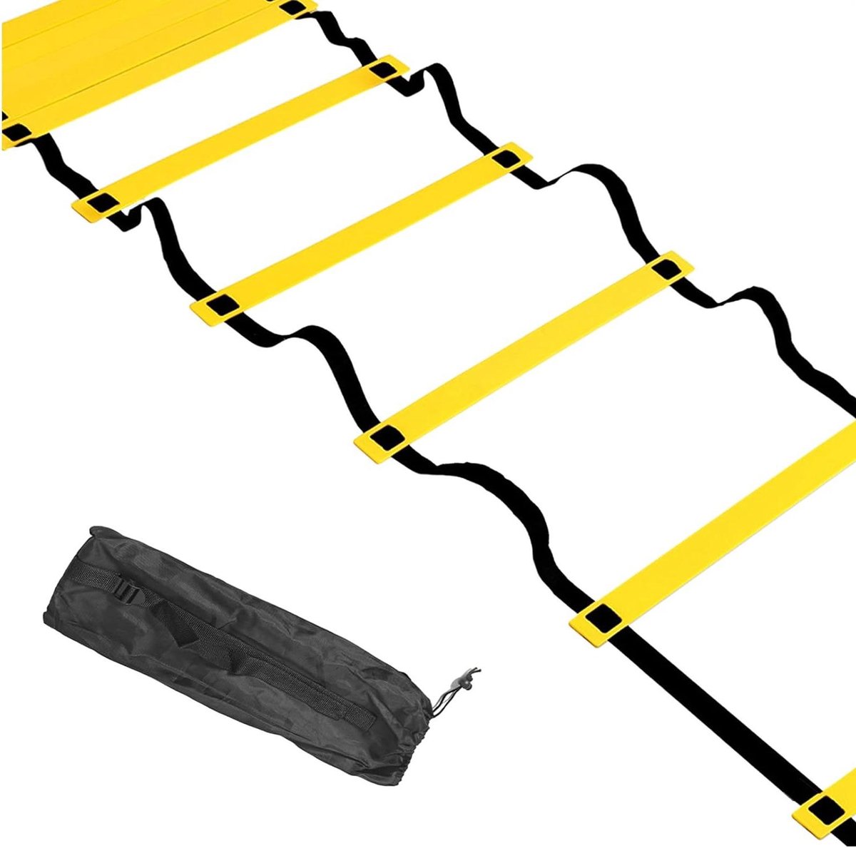 Voetbal Trainingsladder - Snelheidsladder Agility Ladder - Sporttraining Verbeteren - Knoopvrij Ontwerp - 6 Meter - Zwart