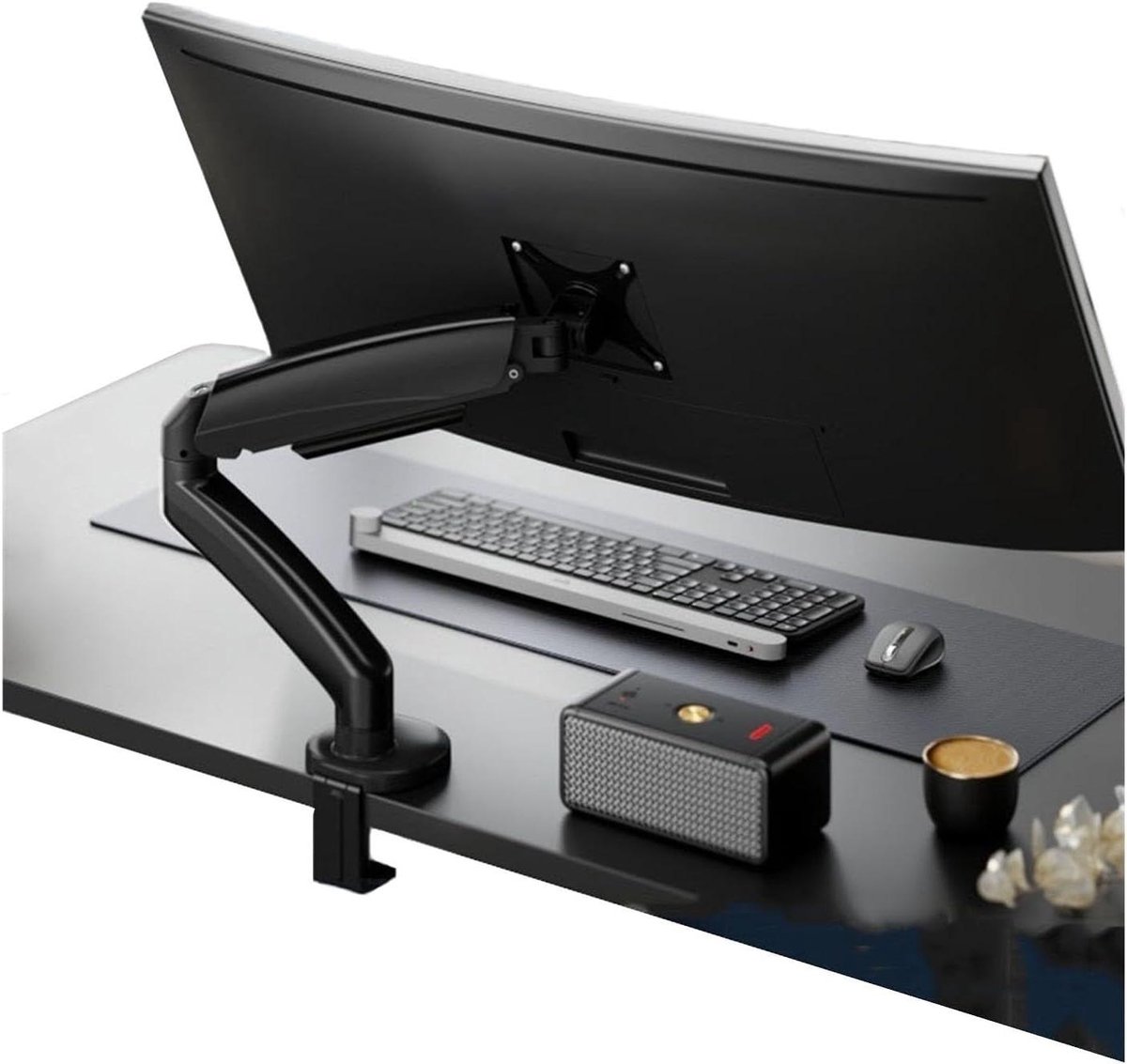 Monitor Arm - Monitorstand Bureau - Ergonomisch Werken - Mechanische Veer - Tot 32 inch - Zwart