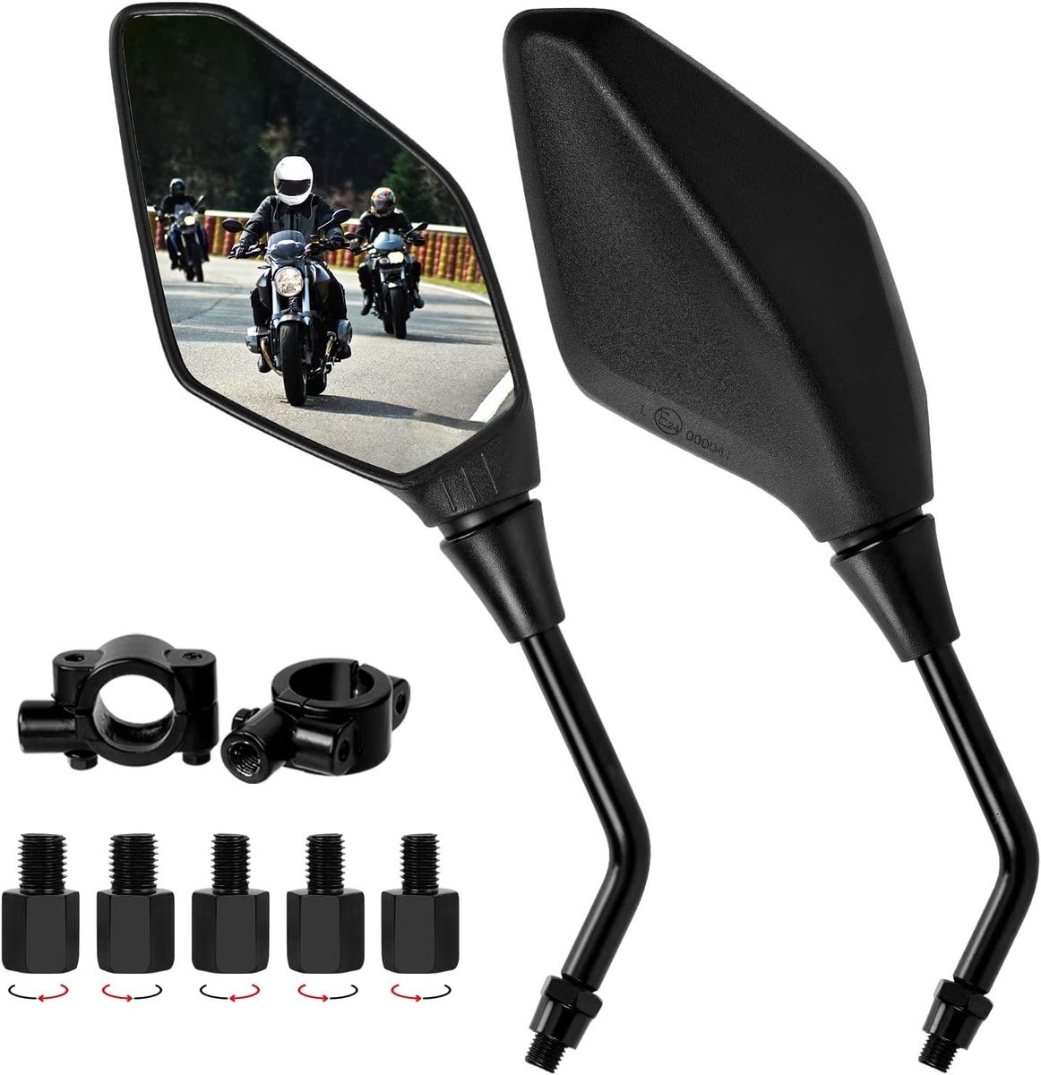 Verstelbare Achteruitkijkspiegels voor Motoren en Scooters - 7/8 Inch 22mm, Ideaal voor Cruisers en Toerfietsen