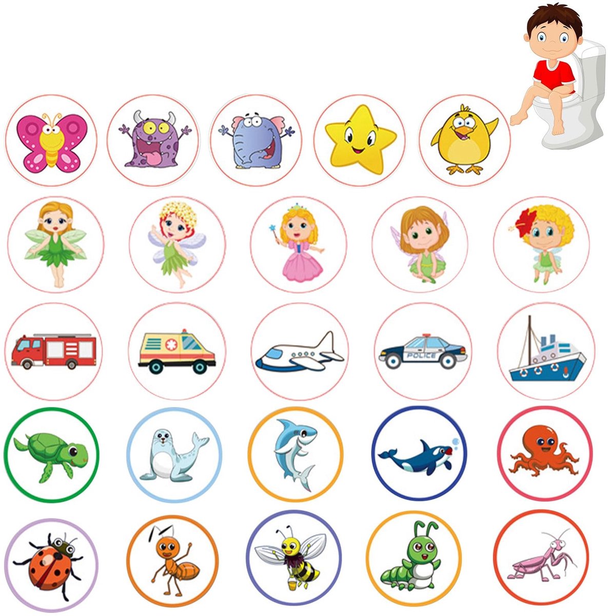 Dailygoody - Potty Training Stickers - Kleurveranderende Stickers - Herbruikbaar - Roze - Toilet Training - Leuk voor Kinderen - 25 Stuks