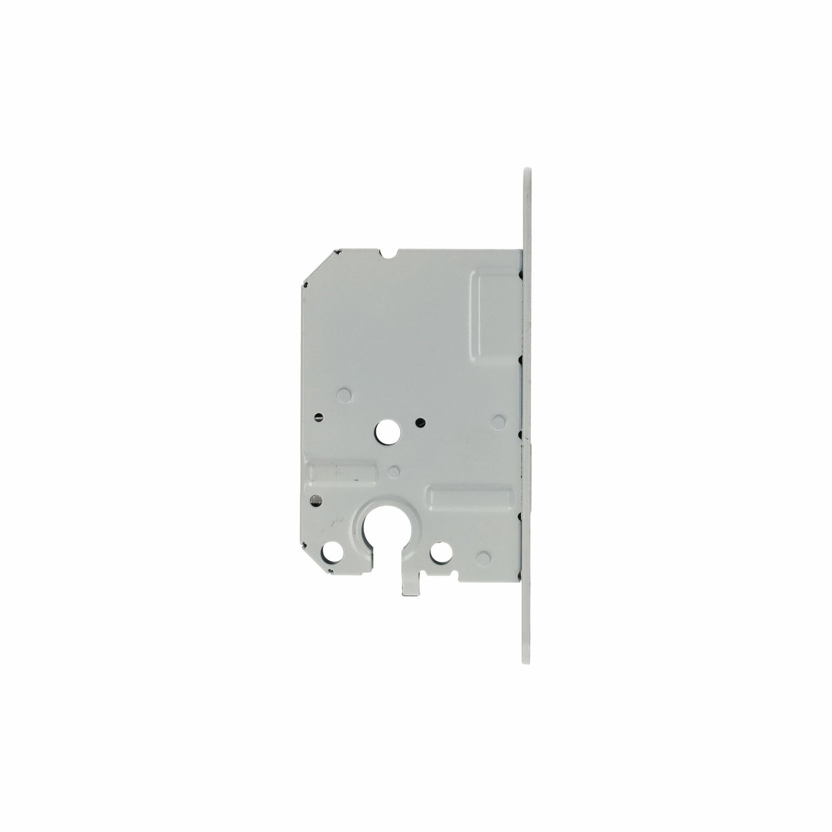 Woningbouw kastslot, clindergat PC 55mm, voorplaat wit gelakt, doornmaat 50mm, inclusief afgeronde verzinkte sluitplaat
