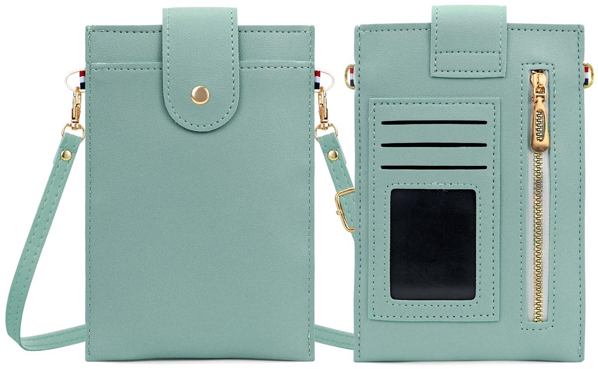 Dailygoody - Mobiele Telefoon Tas - Crossbody Tas Dames - PU Leren Schoudertas - Groen - Inclusief ID Venster en Kaartslots - Geschikt voor Vrouwen