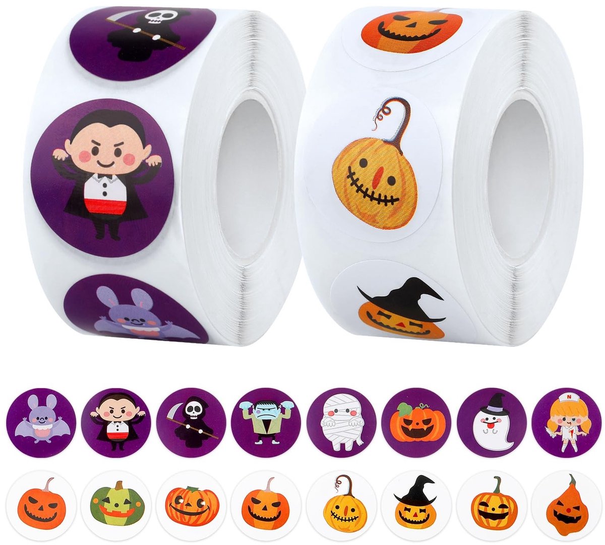 Dailygoody - Halloween Stickers - 1000pcs - Kleurrijke ontwerpen - Zelfklevende stickers - Voor feestdecoraties - Geschikt voor kinderen