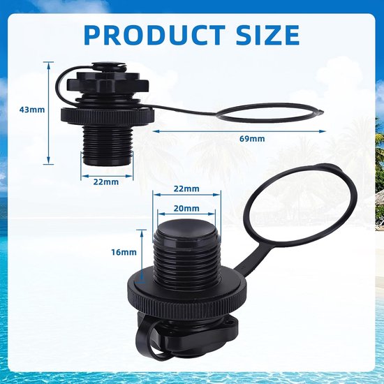 Rubberboot ventiel - Luchtventiel - Waterpret - Betrouwbare afdichting - 22 mm - Zwart — afbeelding 3
