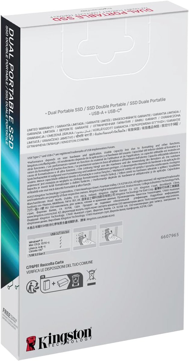 Draagbare SSD - Externe Opslag - Bestanden Overzetten - Dubbele USB A/C - 1TB - Rood/Zwart — afbeelding 5