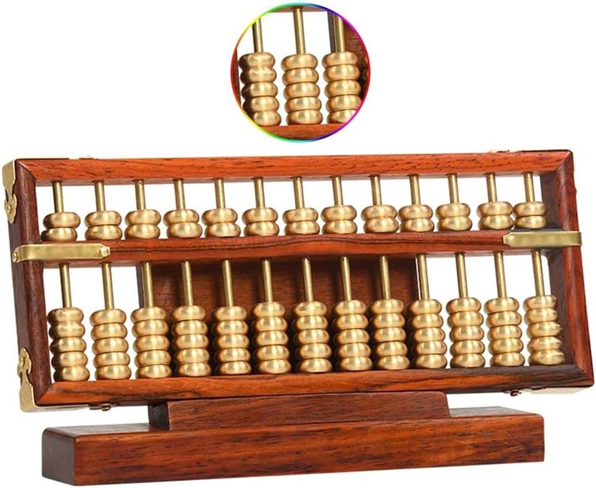 Klassiek telraam - Rekenhulp educatief - Wiskunde leren - Mahoniehout met basis - 30 x 15 cm - Natuurlijk hout