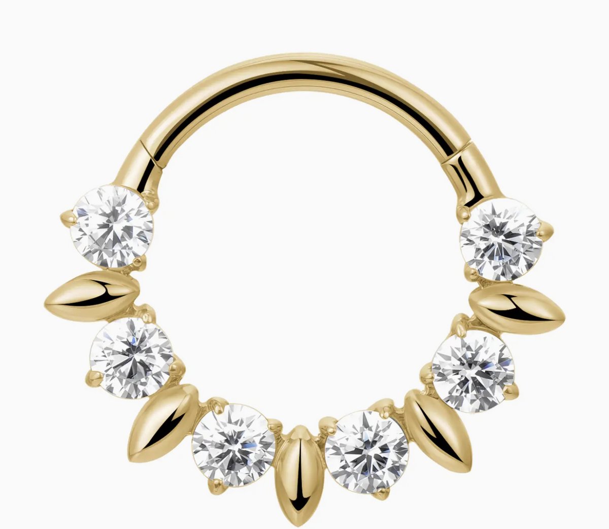 Clicker Ring Piercing 8mm - Kleur: Goud - Kristallen - Luxe Piercing - Goud / Zilver - Hoge Kwaliteit - Oorring - Helix Piercing - Daith Piercing - Septum Piercing - Neuspiercing - Oor Piercing - Piercing Sieraad - Dames