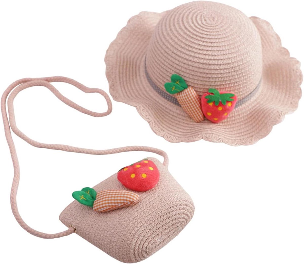 Zonnehoed Kinderen - Strandhoed Meisjes - Zomerse Bescherming - Met Bijpassende Tas - One Size - Roze