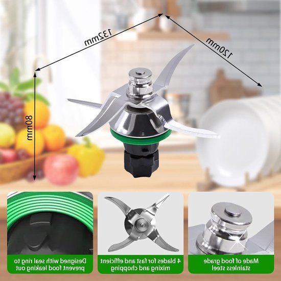 RVS vervangend mes voor Thermomix TM5 TM6, inclusief afdichtring, geschikt voor blenden, hakken en pureren van RVS — afbeelding 2