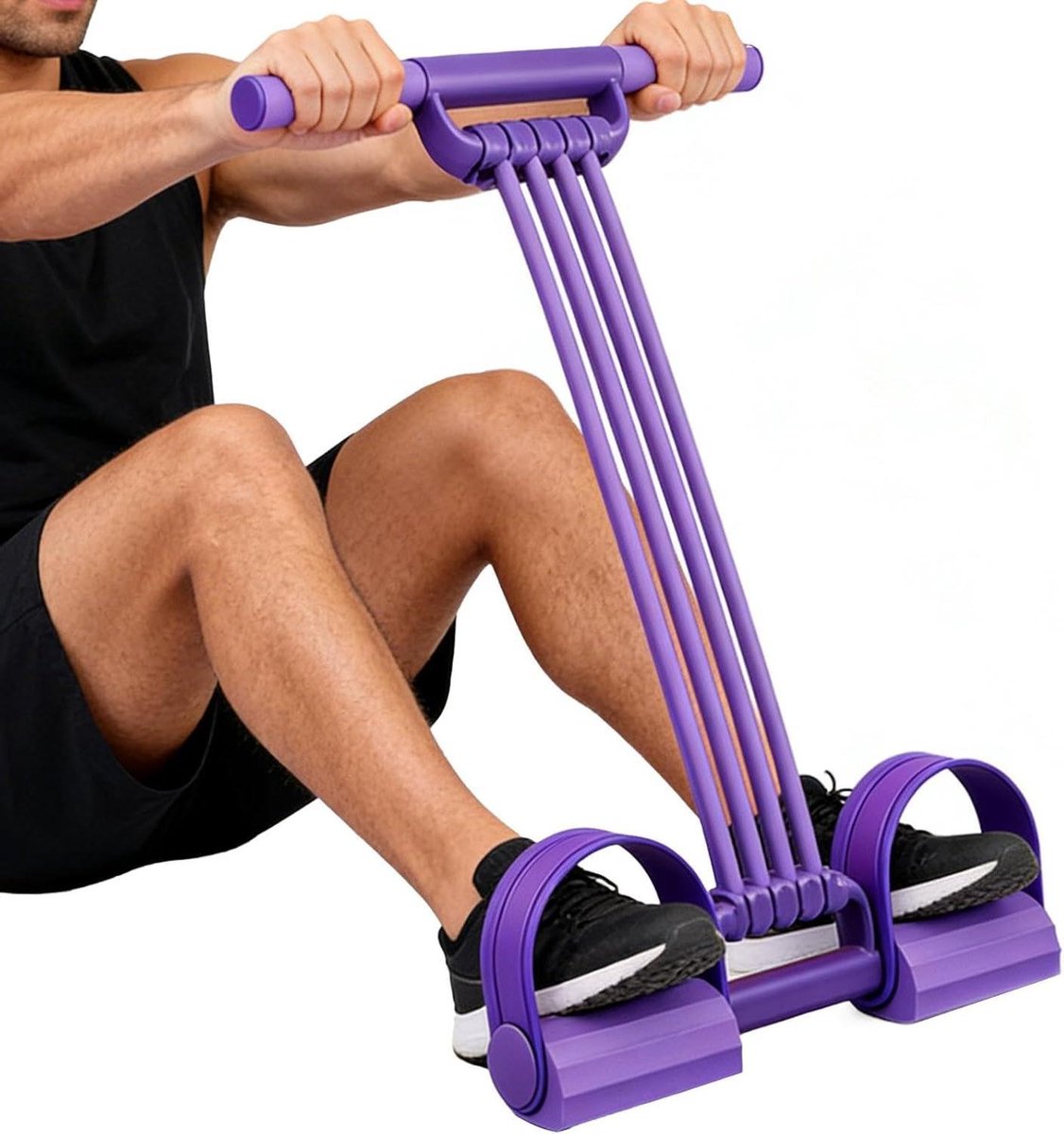 Buikspiertrainer Weerstandsband - Fitness Pedaal - Full Body Training - Verstelbare Weerstand - 51 cm - Paars