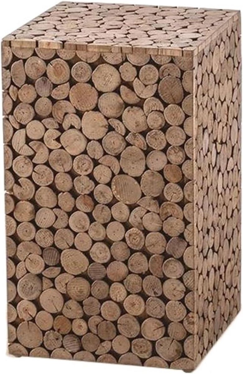 Kleine salontafel - Vierkante bijzettafel - Woonkamer decoratie - Stevig houten ontwerp - 30x50 cm - Natuurlijk hout