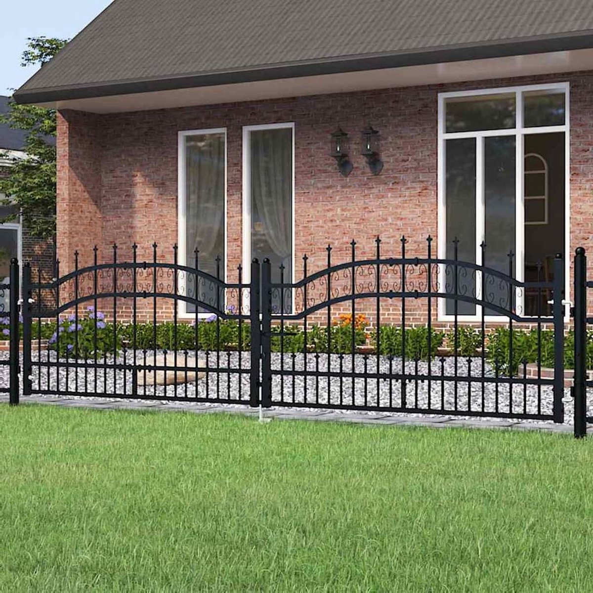 Tuinpoort Dubbele Vleugel - Stalen Hek - Perceel Afbakenen - Roestwerende Coating - 305 x 