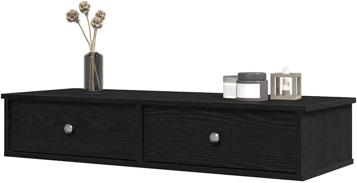 Wandrek met lades - Opbergkast zwevend - Interieur decoreren - Stabiel en duurzaam - 100 cm breed - Zwart