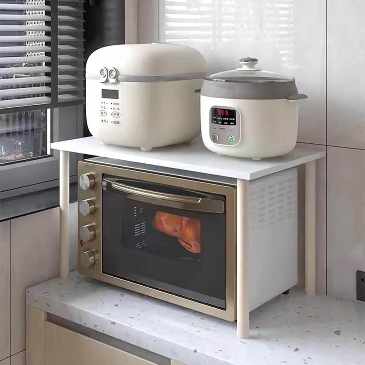 Magnetronrek Keuken - Aanrecht Organizer - Keuken Opbergen - Verstelbare Lengte - 80 Lbs Capaciteit - Houtkleur