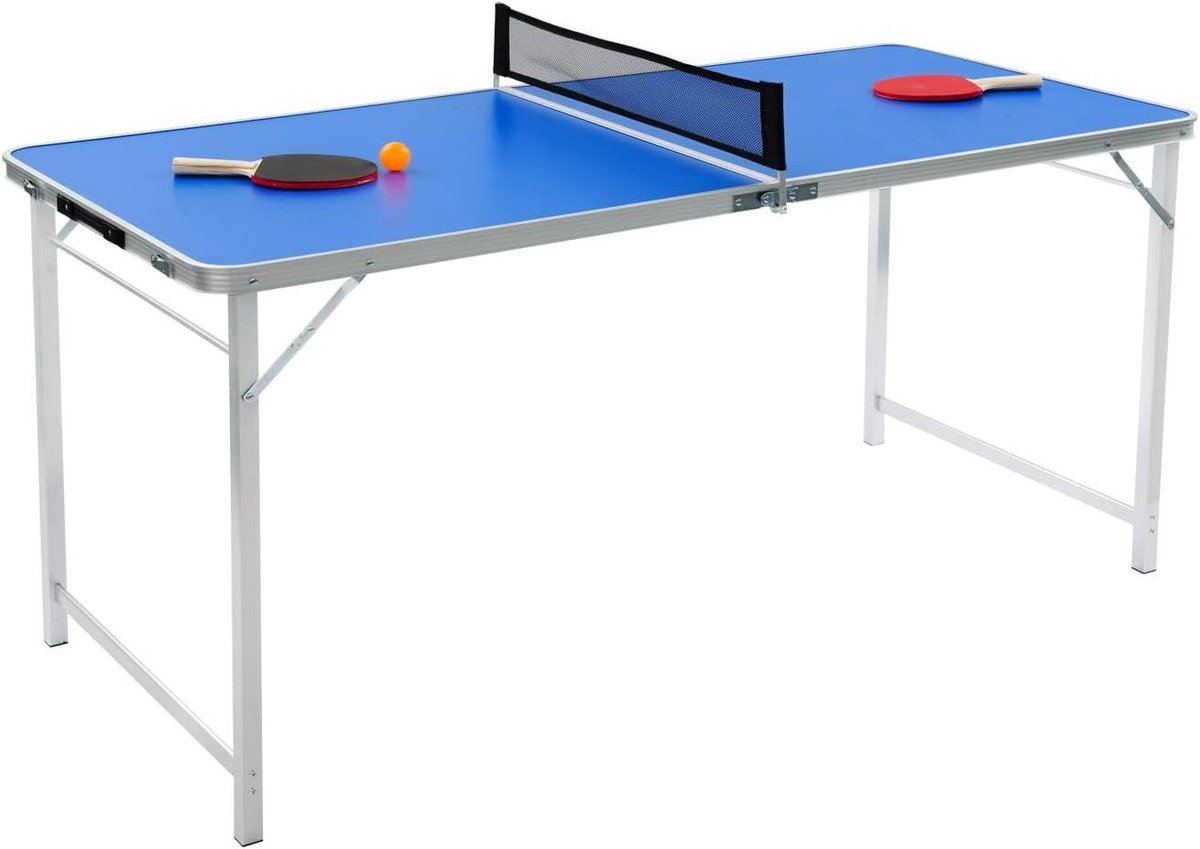 Tafeltennistafel - Pingpongtafel - Binnen en buiten - Opvouwbaar en draagbaar - 152 cm - Blauw