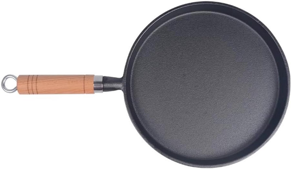 Pannenkoekenpan Gietijzer - Koekenpan Grill - Lekker Koken - Gelijkmatige Verwarming - 20 cm - Zwart