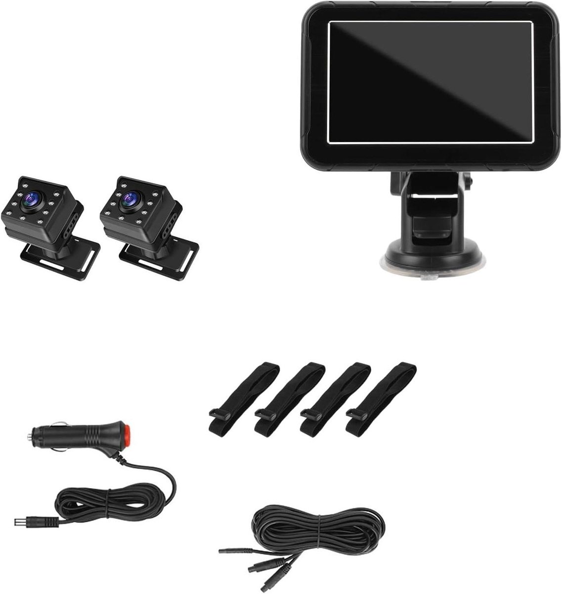Baby Autocamera - Babyfoon Auto - Baby Bewaking - Dubbele Nachtzichtcamera's - 5 Inch HD Scherm - Zwart