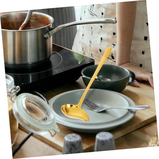 Roestvrijstalen Juslepel - Sauslepel Eendensnavel - Sauzen Serveren - Uniek Schenkontwerp - 21.5 cm - Goud — afbeelding 3