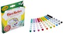 Emballage Crayola Fabric Markers à côté de 7 marqueurs individuels de différentes couleurs.