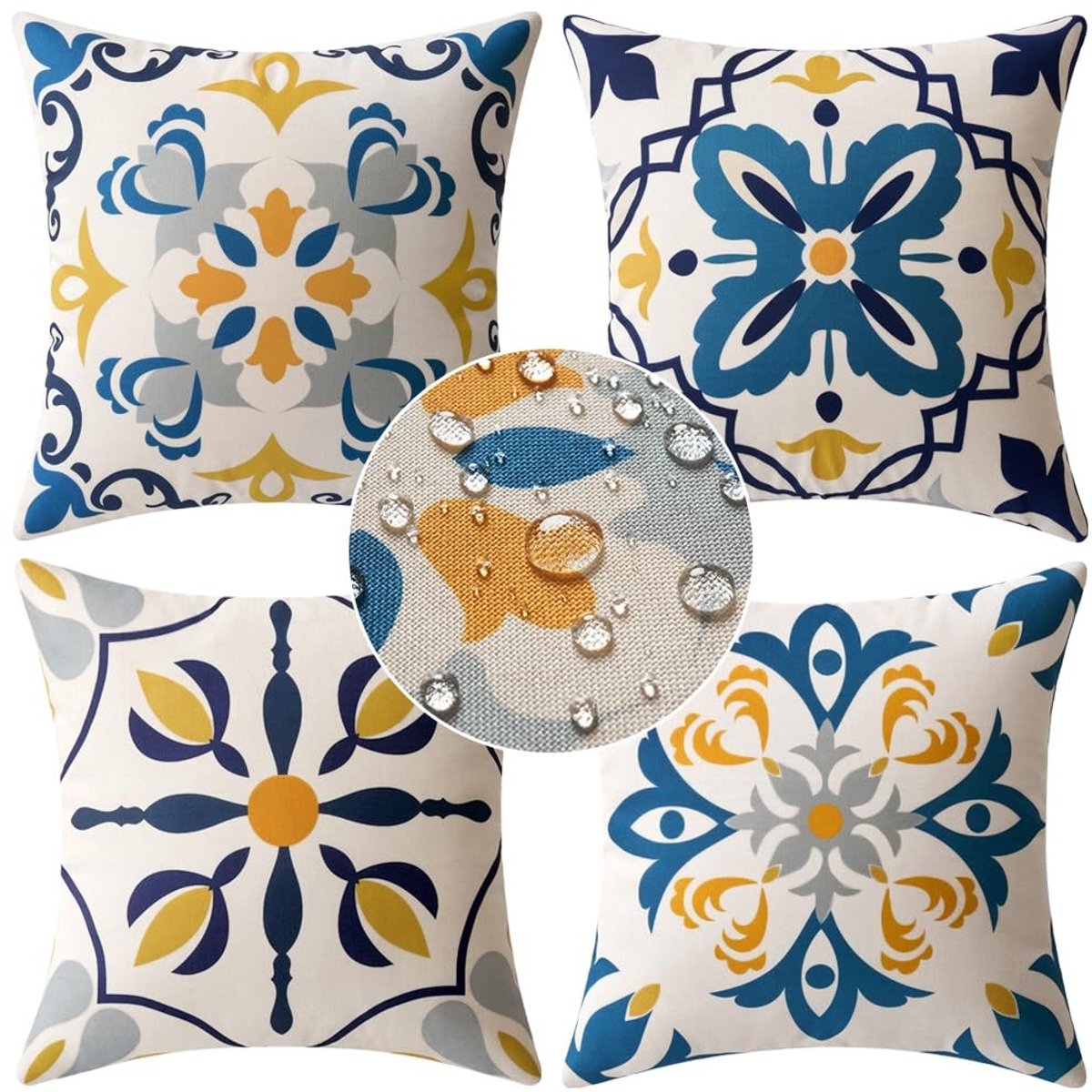 Dailygoody - Kussenslopen Buiten - Waterdicht en Comfortabel - 40 x 40 cm - Blauw - Decoratieve Kussenslopen - Geschikt voor Tuin en Balkon
