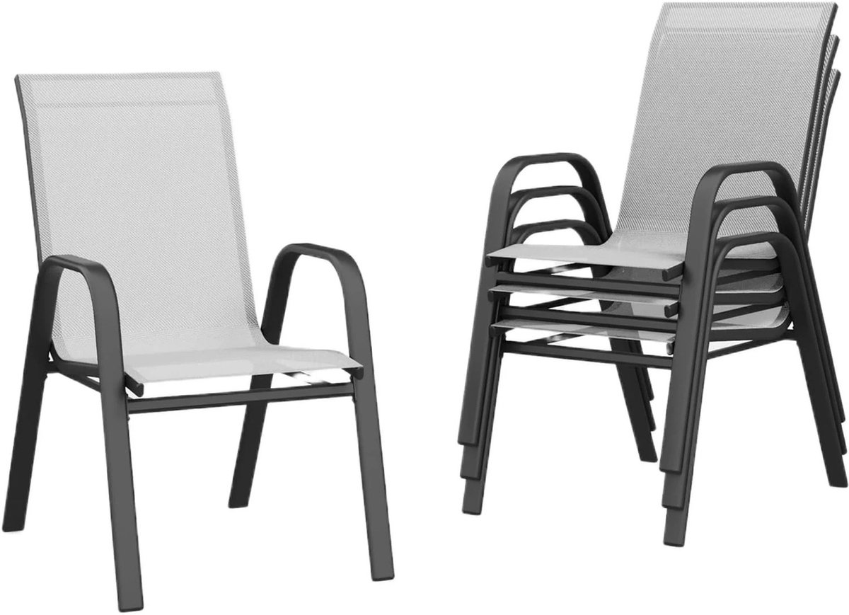 Geargalaxy 4-delige Tuinstoelenset - Terrasstoelen - Tuinstoelen - Terrasmeubilair - Outdoor Stoelen - 54x74x94cm - Grijs