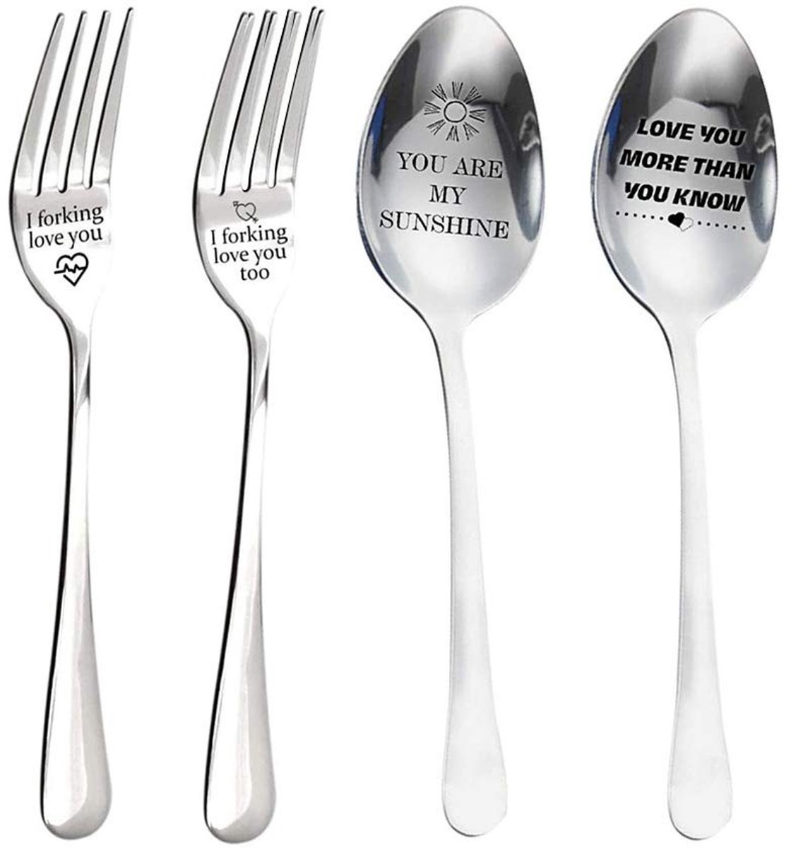 Dailygoody - I Forking Love You Vork - Gepersonaliseerde Vork - Roestvrijstalen Eetvork - Perfect voor Cadeau - Familie en Echtgenoot - Uniek Design