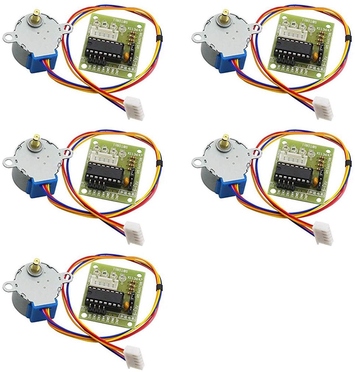 Dailygoody - Stappenmotor - 5 Stuks 28BYJ-48 - Perfect voor Arduino - Unipolaire motor - Ideaal voor robotica - Inclusief driverboard ULN2003