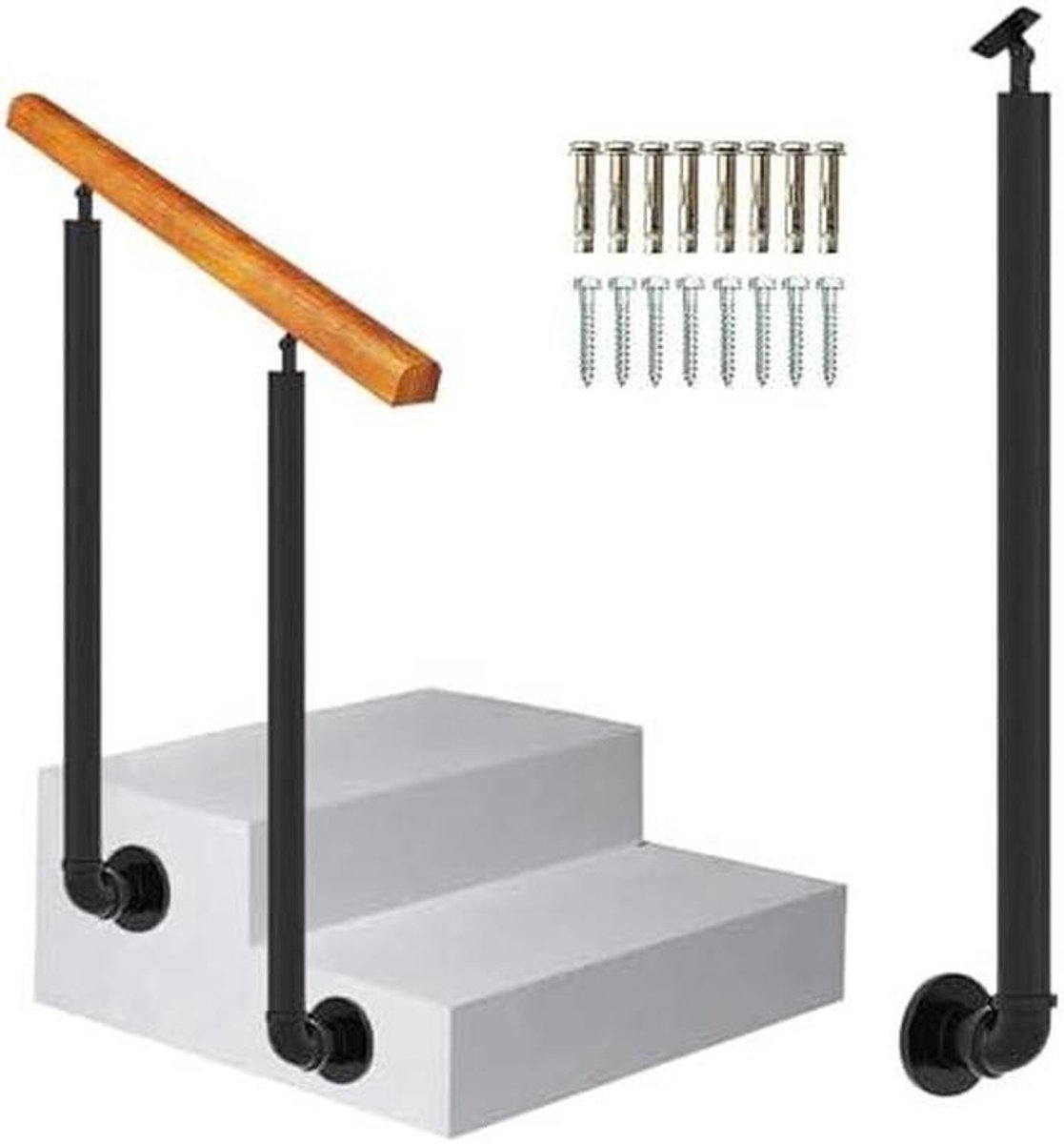 Trapleuning Palen - Balustrade Staanders - Veilig Traplopen - Verstelbaar Smeedijzer - 65-110 cm - Zwart