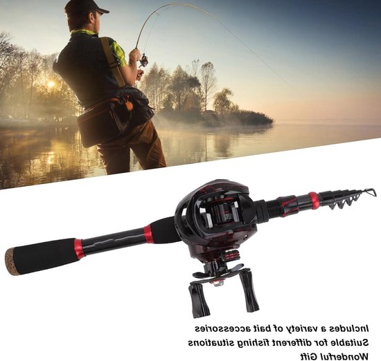 Allecto- Telescopische vishengel - Vissport - Lichtgewicht - Blauw - Kunstvissen - Duurzaamheid - Allround gebruik - Zoutwater en zoetwater - Blauwmodel Hengel en Reel Combo's Koolstofvezel Telescopische Hengel Kunstaas Kit voor Zoutwater Zoetwater van Allecto — afbeelding 4