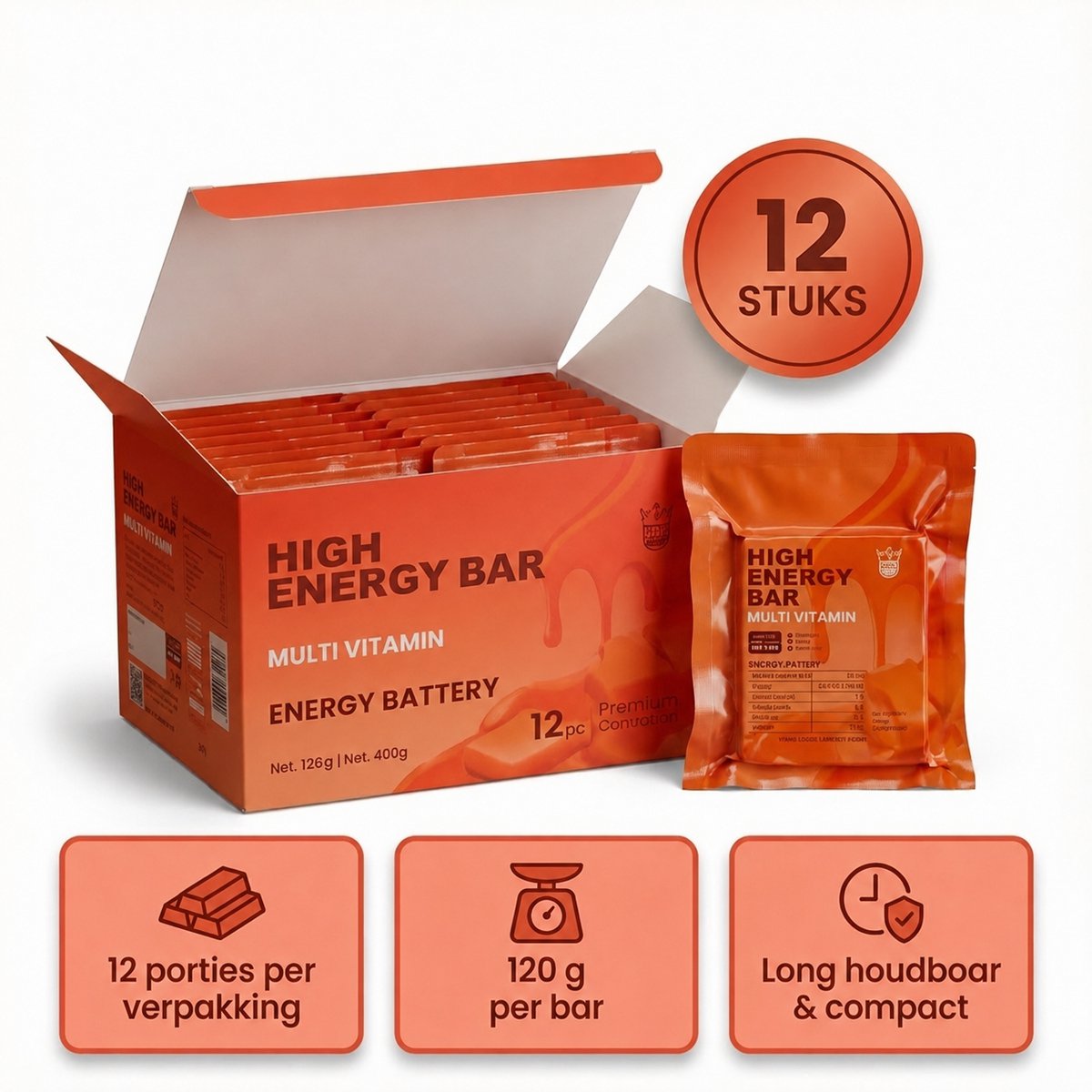 Cover van Nood-Kit® Noodpakket voedsel - Noodvoeding - Compact Noodrantsoen - Multi Vitamine 12-Pack - Survival voeding - Noodpakket eten - 20+ jaar houdbaar