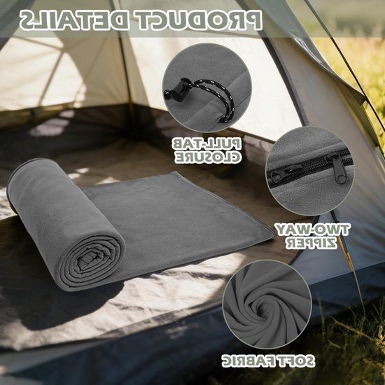 Katoenen huttenslaapzak met ultralichte binnenslaapzak van polarfleece, 180 x 80 cm, ideaal voor kamperen, wandelen en hostels — afbeelding 3